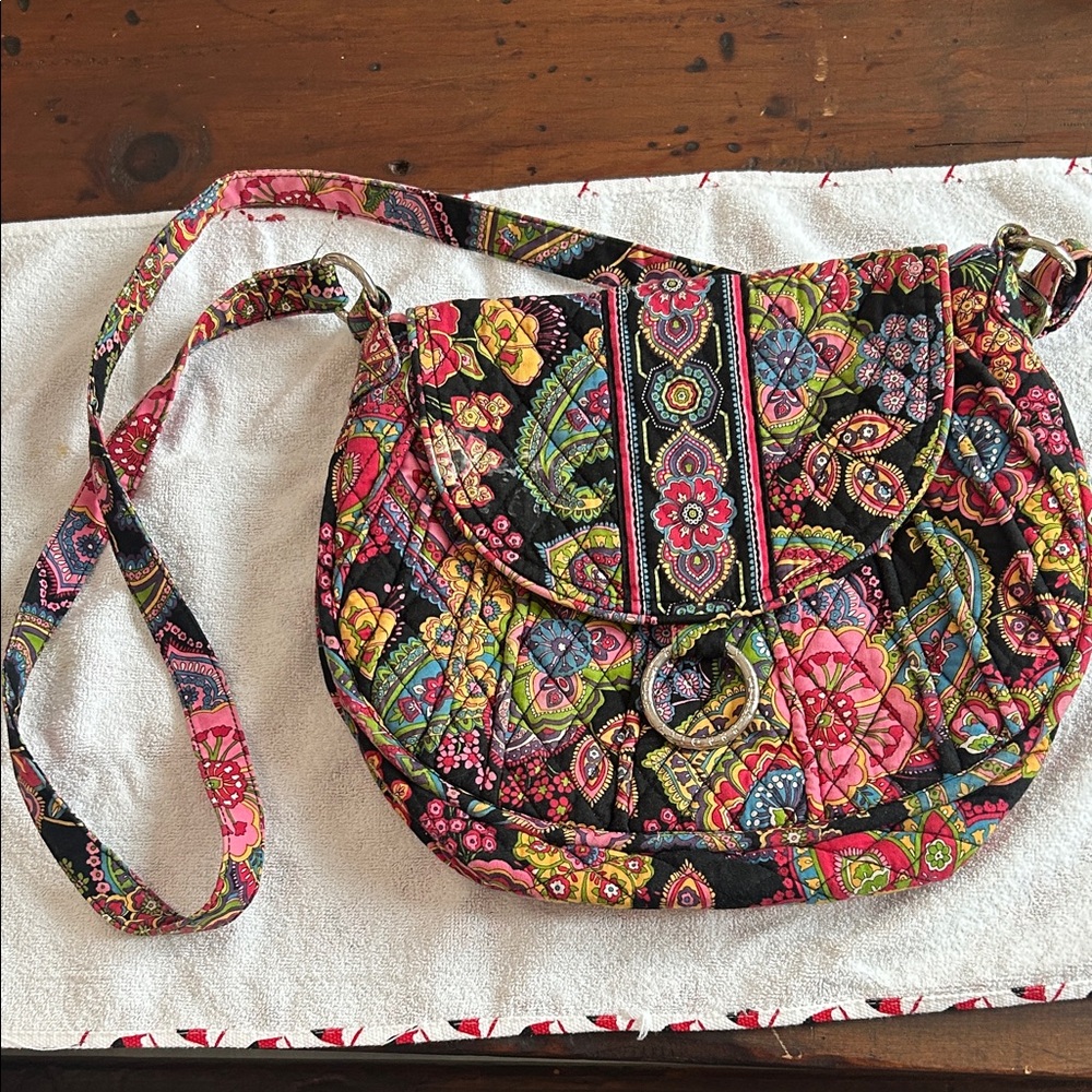 Vera Bradley Black Multi Floral Quilted Crossbody